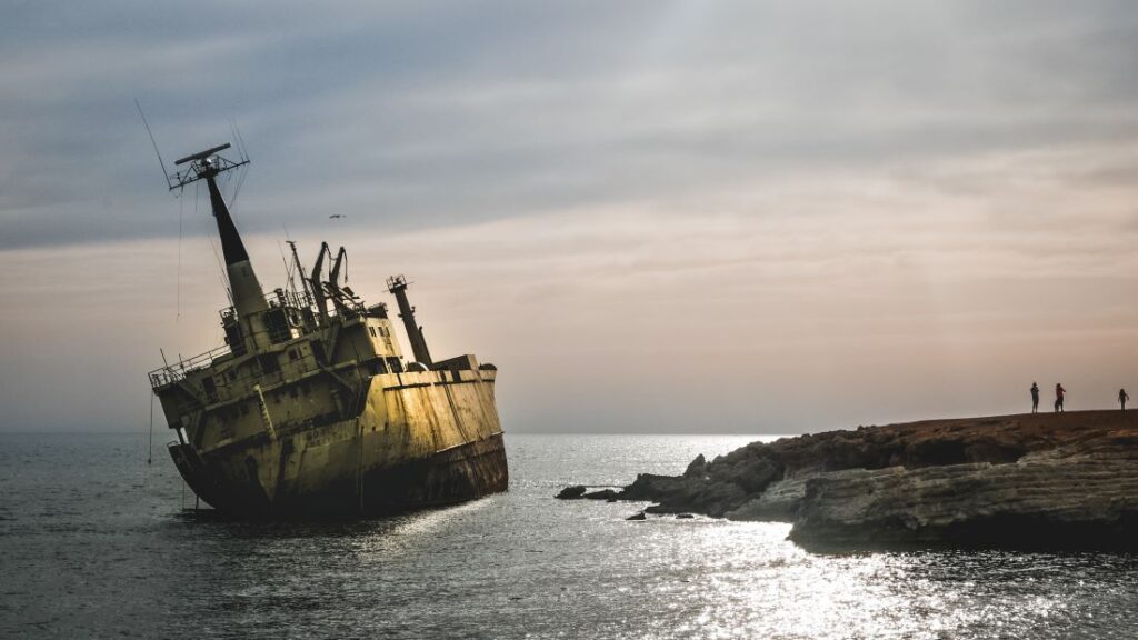 A shipwreck photo is used as the cover image for a blog about Religious Trauma